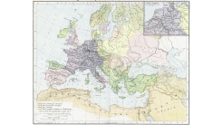 Карта Каролингской и Византийской империй и Халифата около 814