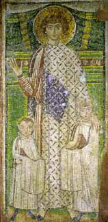 Св. Деметриос с двумя детьми. Мозаика. Св. Деметриос, Салоники