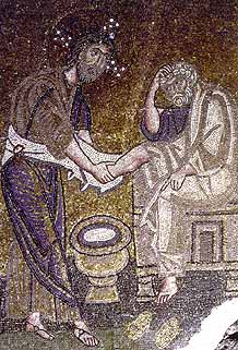 Nea Moni, Хиос, Греция, 1042-55. Христос и Петр. Мозаика