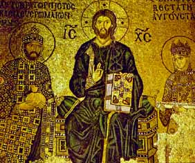 Христос с Константином IX и Зоей, 1042-55. Мозаика. Св. София, Стамбул