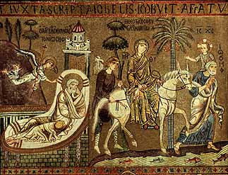 Путешествие в Египет, мозаика. Cappella Palatina, Палермо