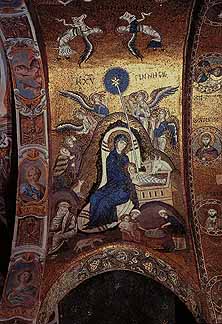 Martorana, Палермо, 1143 г: Рождество. Мозаика