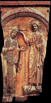 Мозаики. Martorana, Палермо: Христос с Константином VII Porphyrogennetos. Слоновая кость, 945.