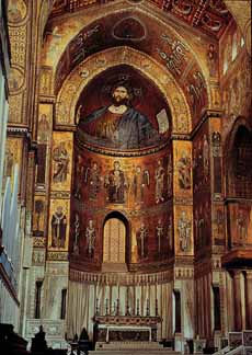 Собор Monreale, 1175-90 г. Спаситель, Богородица, ангелы, апостолы и святые, 1180-ые. Мозаика