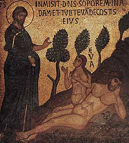 Создание Евы, мозаика. Cappella Palatina, Палермо