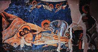 Монастырь Св.Пантелеимона, Nerezi, Македонии, 1164. Опланивание Христа. Фрагмент