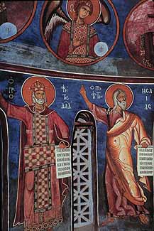 Давид, Исаак, Иеремея, Соломон и ангелы, 1192. Живопись на стенах и куполе. Церковь Theotokos, Laoudera, Кипр