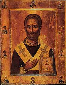 Св. Николай, 1200 г. Окрашенная деревянная панель; Монастырь Св.Катерины, Синай